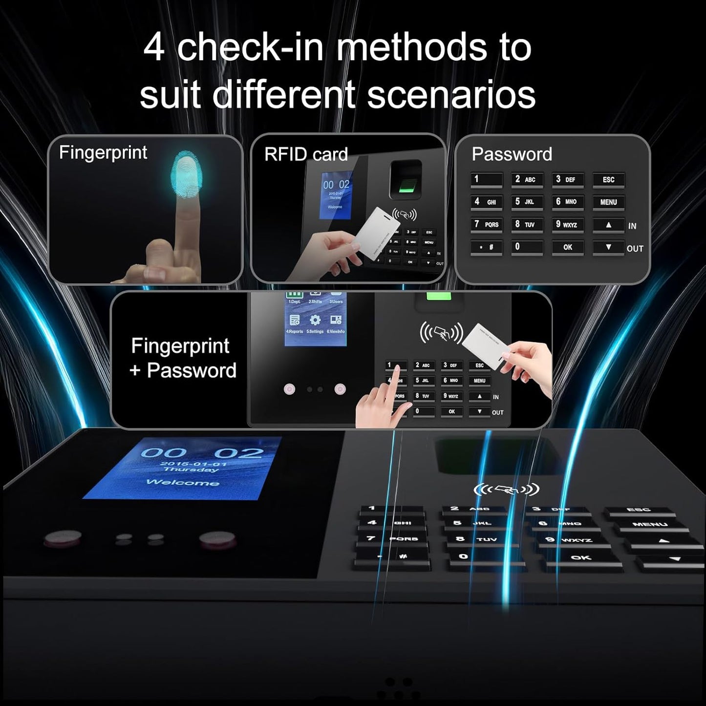 T200 | Regine Switzerland Employee Time Clock - Fingerprint Attendance Machine with 5 Badges Included