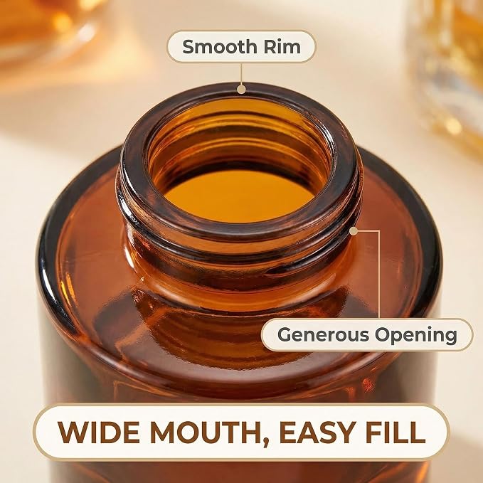 2 PCS 50ml/1.7oz Empty Aromatherapy Diffuser Bottles Amber Essential Oils Containers DIY Fragrance Accessories Diffuser Craft Projects for Wedding Party Home Fragrance Bathroom Decoration