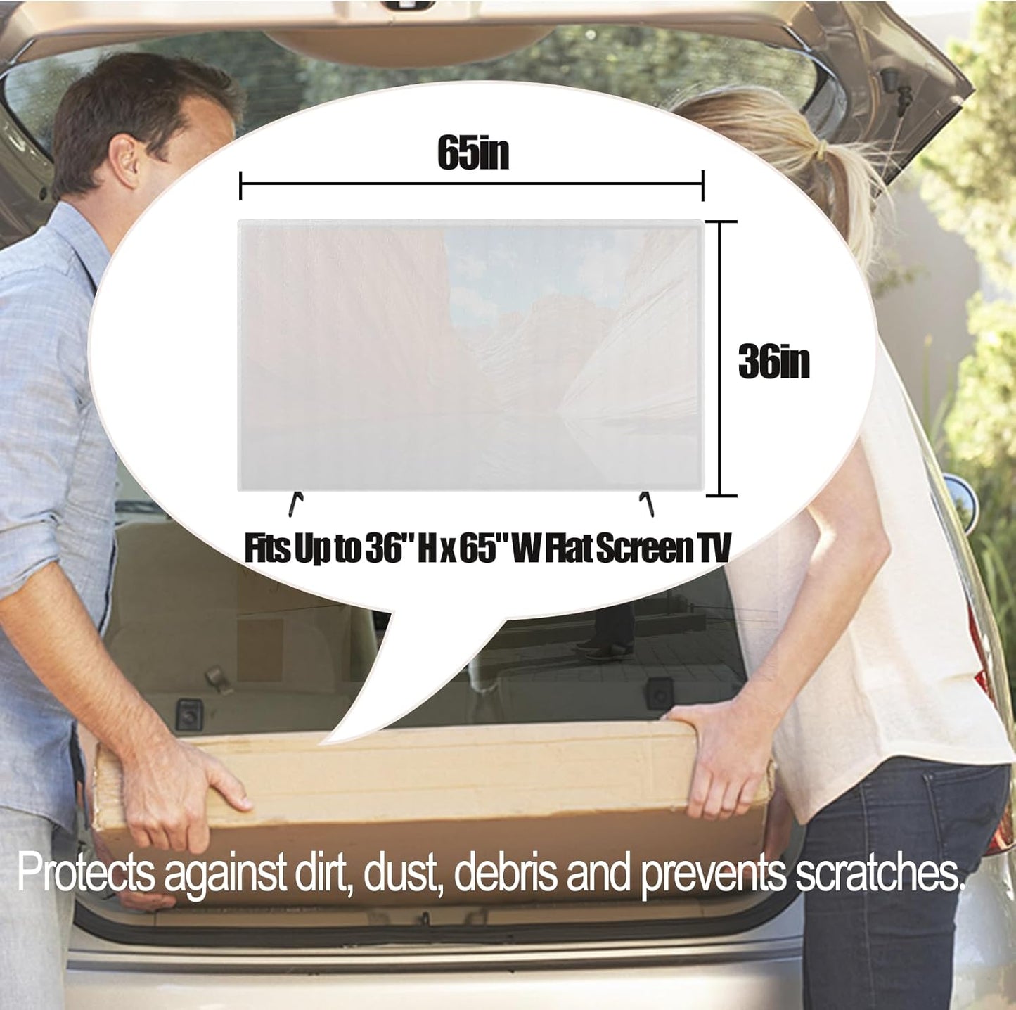 Skiennix Foam Flat Screen TV Cover - 2 Pack Protection for 65''W x 36''H TVs | Ideal for Moving & Storage