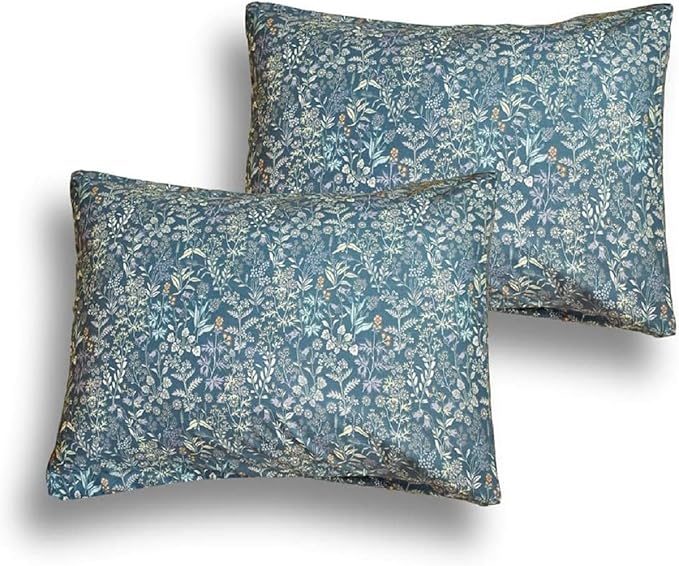 Blue Flower Comforter Full Size Comforter Set Vintage Style Floral Comforter Set for Girls Boys Garden Floral Pattern Bedding Comforter with 2 Pillowcases All Seasons Fluffy Bedding Set Full Size
