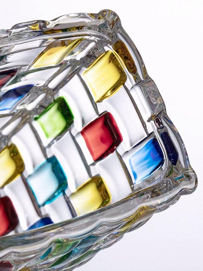 Magcolor Hand Painted Colorful Woven Glass Vase -Crystal Flower Vase- 7.7 inch, Glass Plant Vase for Floral Arrangements, Centerpieces, Weddings, Housewarming, Centerpiece Home Deco