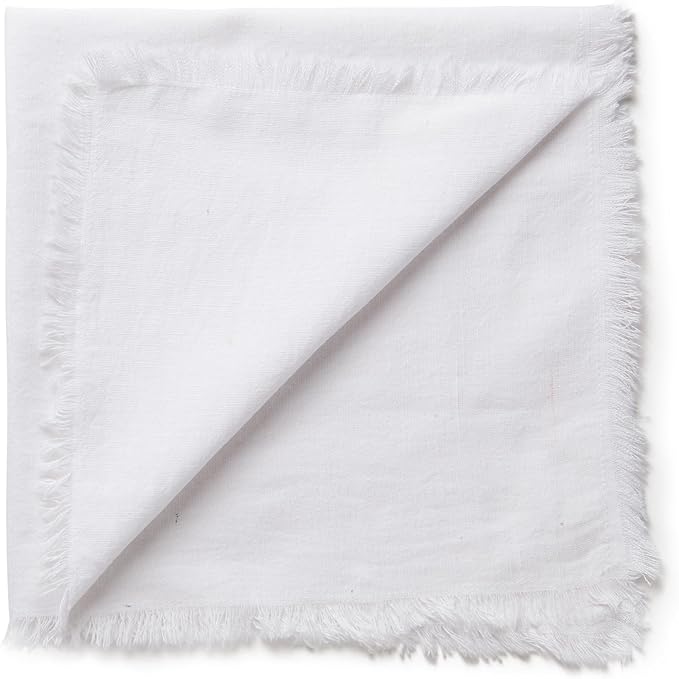 ACCENTHOME White Cotton Linen Napkin Set of 12 18x18 inch Dinner Napkins - Washable Soft Premium Hotel Quality Reusable Hemmed Edges Napkins Perfect Table Linens for Family Dinners, Weddings