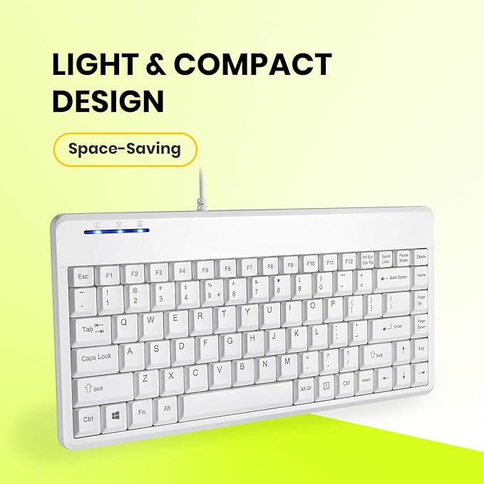 Perixx PERIBOARD-409PW Wired PS2 Mini Keyboard - 12.36x5.75x0.79 inches Dimension - White - US English Layout,PB-409PWUS-11829