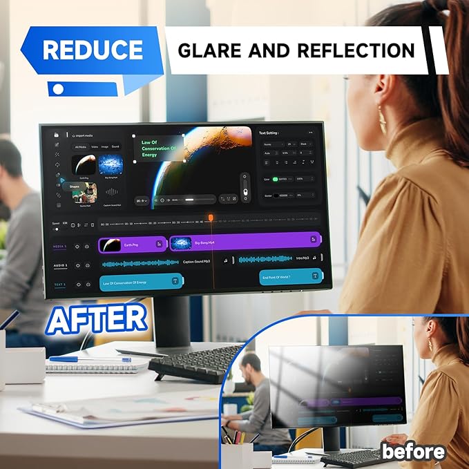 IPROKKO 【2 Pack】 21.5 inch Anti-Blue Light Monitor Screen Protector for 16:9 Widescreen,Removable Anti Glare Blue Light Blocking Screen Filter，LED PC Anti-UV Eye Protection Filter Film