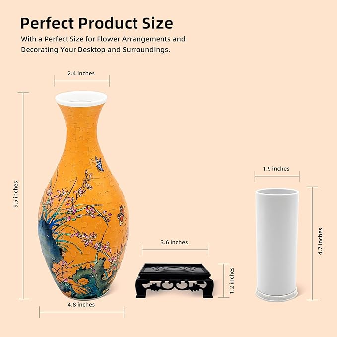 3D Puzzle Vase, 160 Curved Pieces DIY Flower Vase Craft Kit & 3D Puzzles for Adults, Creative Jigsaw Art Project Home Décor Centerpiece, (A-Orchid Elegance)