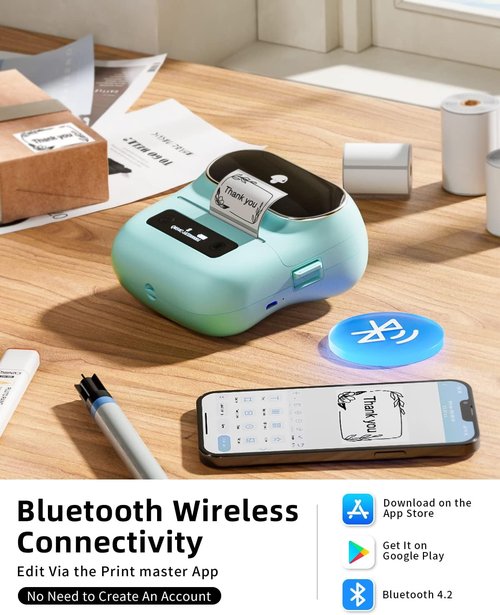 Phomemo M220 Thermal Label Maker - Portable Bluetooth Inkless Printer for Home & Office | 3-Inch Barcode Printing