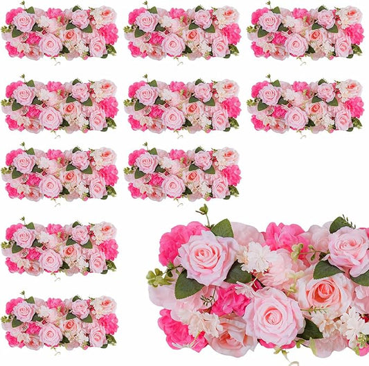 Flower Centerpieces for Tables - 10 Pack Wedding Arch Artificial Flowers Pink Arrangements Center Piece for Reception, Living Room, Kitchen, Dining Table Runner Decorations(20.5 * 9.4''/52 * 24cm)