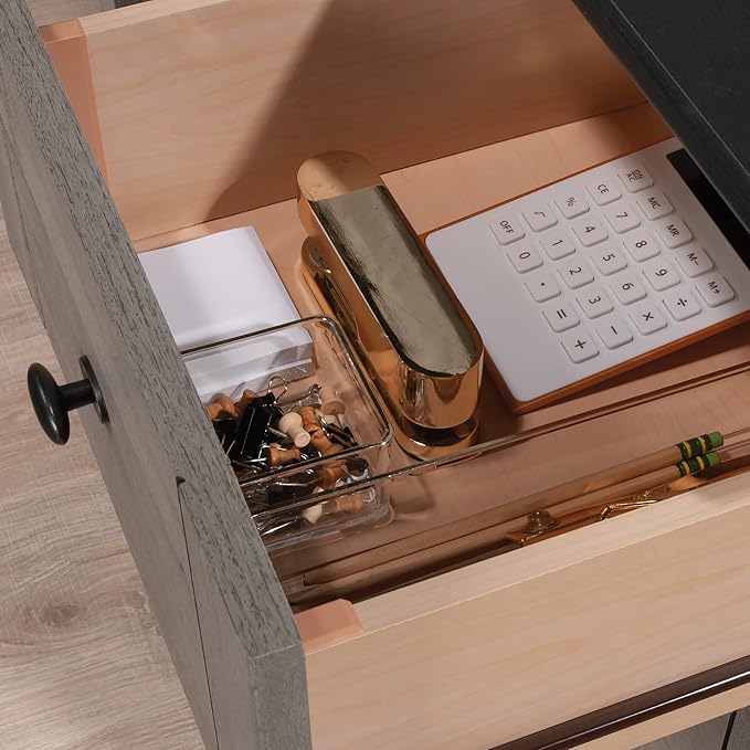 Sauder Miscellaneous Office Computer Desk with Drawers, Mystic Oak Finish
