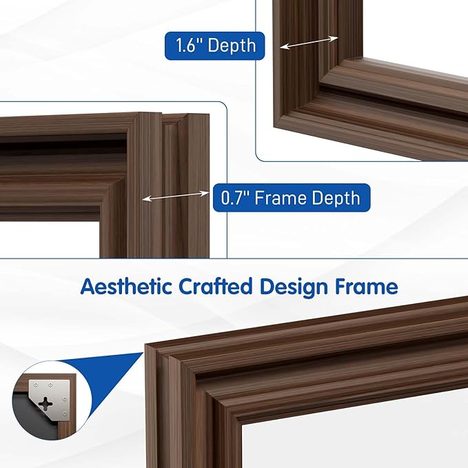 WEER Retro Copper Bathroom Mirror, 48x36 Inch Bronze Oil Rubbed Framed Mirror, Rectangle Classic Vintage Framed Wall Mirror, Farmhouse Vanity Mirror, Tempered Glass, Vertically or Horizontally