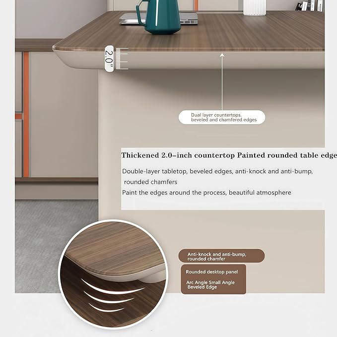 Modern L Shaped Desk, 141.7 inch Large Desk with Storage, Executive Desks for Home Office No Installation Required with Drawers and Lockable