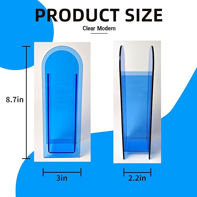 Acrylic Vase Creative Gifts Minimalist Design Wedding Centerpiece Home Office Decor Elegant Floral Display Stand(Not Including Flowers) (Full-Blue, 1PCS)