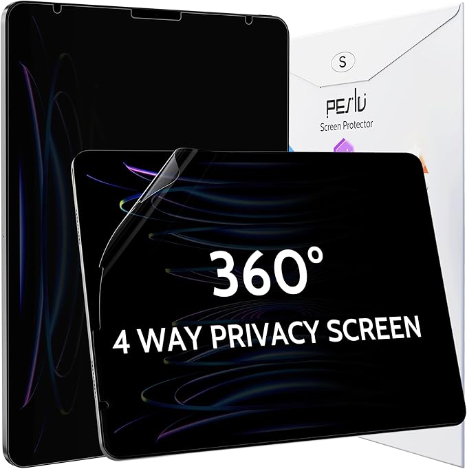 Peslv 360° Privacy Screen for iPad Air 5th/4th Gen & iPad Pro 11 (2018-2022), Anti Glare Blue Light Spy Filter Private Cover, High Sensitive Bubble-Free Easy Install Black Security Protector