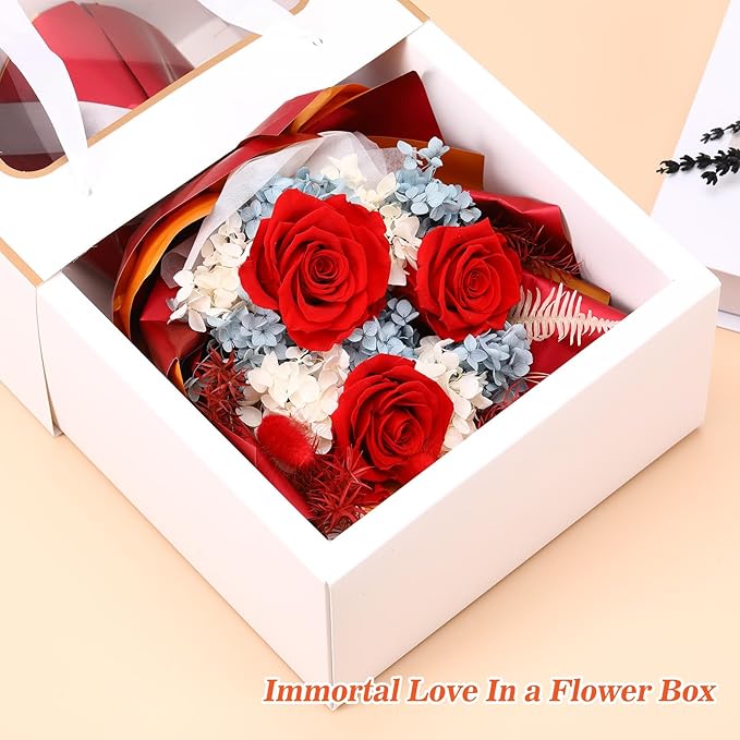 Jtoder Forever Flowers for Delivery, Preserved Flower Bouquets, Long Lasting Red Roses, Gifts Bouquet for Mother Wife Girlfriend on Festivals Birthday Anniversary