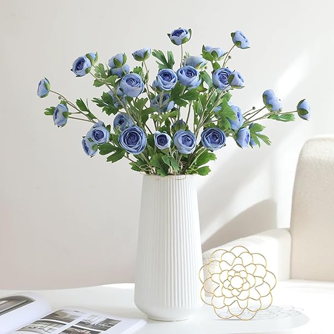 Flower Arrangement Holder Set 3Pcs - Stainless Steel Floral Grid Organizer - Wire Frog Insert for Vases Bouquets DIY Home Decor (Gold)