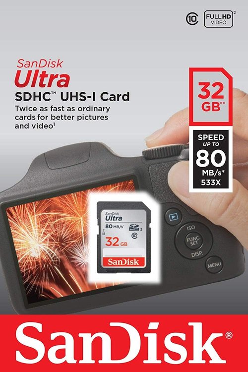 SanDisk Ultra 32GB SDHC UHS-I Memory Card - High-Speed Up to 80MB/s Performance
