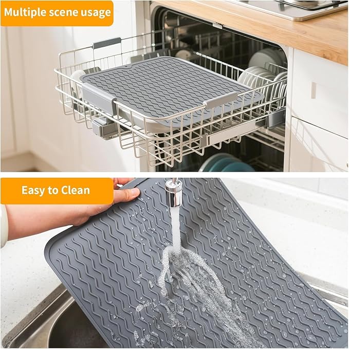 Geban Grill Accessories, 14x11 Inch Silicone Heat Resistant Mat, BBQ Tool Rest Pad for Blackstone Griddle Side Shelf, Weber, Traeger, Outdoor Kitchen Countertop Protector (Grey)
