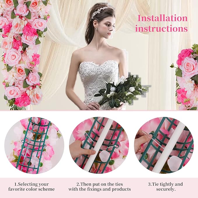 Flower Centerpieces for Tables - 10 Pack Wedding Arch Artificial Flowers Pink Arrangements Center Piece for Reception, Living Room, Kitchen, Dining Table Runner Decorations(20.5 * 9.4''/52 * 24cm)