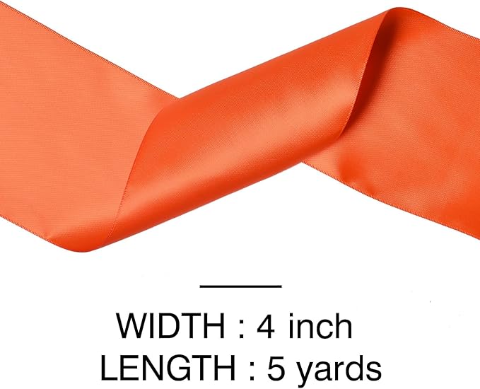YAMA Orange Double Faced Satin Ribbon, 4 Inch 5 Yards, Great for Crafts Bows Flower Bouquet Wedding Home Decor Gift Wrapping