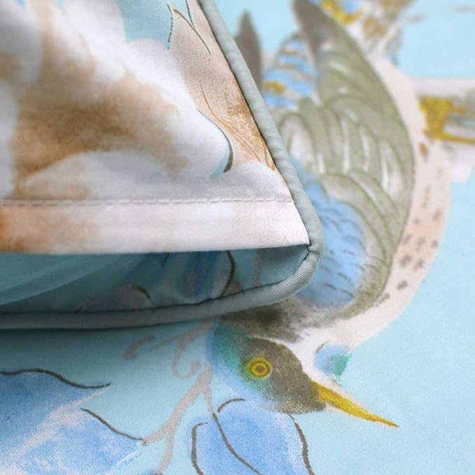 FADFAY Floral Bedding Shabby Blue Bird Print Bed Sheet Set Luxury Bedding Collections 800 Thread Count 100% Egyptian Cotton Deep Pocket, 4 Piece-King Size