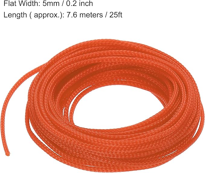 uxcell PET Expandable Sleeving 25ft 1/8" Orange Cable Management Sleeve Cord Organizer for Wrap Protect Cable