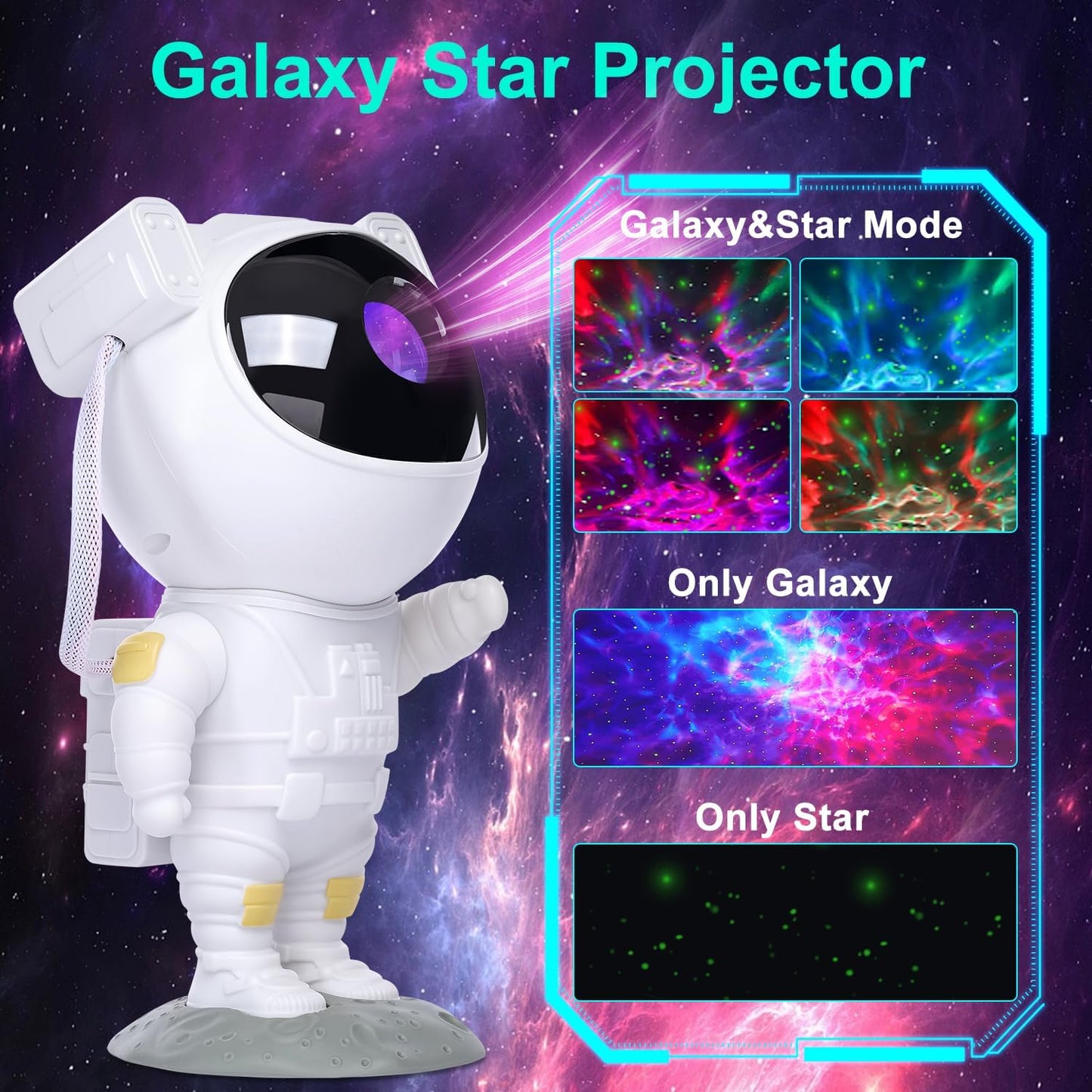 Skiennix Star Projector - Astronaut Galaxy Night Light with Timer & Remote | LED Ceiling Lamp for Kids