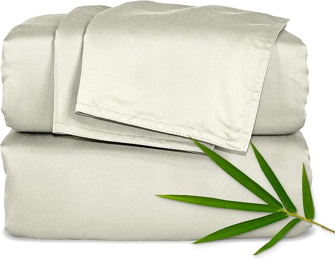 Pure Bamboo California King Sheets, Genuine 100% Organic Viscose Derived from Bamboo Bed Sheet Set, Soft & Cooling, Double Stitching, 2 Year Quality Promise (California King, Birch)