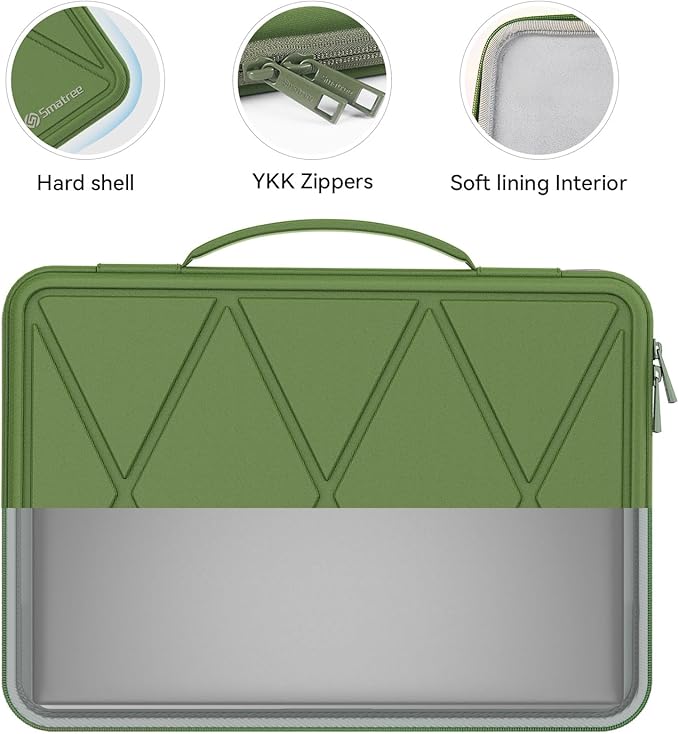Smatree Hard EVA Protective Sleeve Case Compatible for 13.3 inch ASUS ProArt PZ13 (HT5306) Copilot +PC, for 11.6 inch ASUS Chromebook CX1 (CX1101), Laptop Notebook Bag, Green (X8017TG)