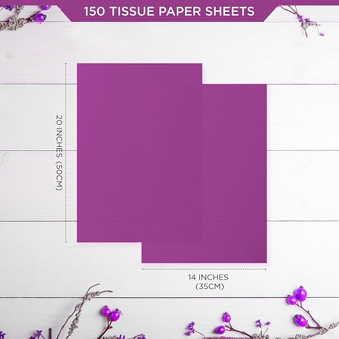 SANZIX 150 Sheets Purple Tissue Paper for Gift Bags Bulk 14x20 Inch - Purple Christmas Wrapping Tissue for Gifts, Bouquets, Wedding, DIY, Holiday Décor - Wrapping Paper Christmas Decorations