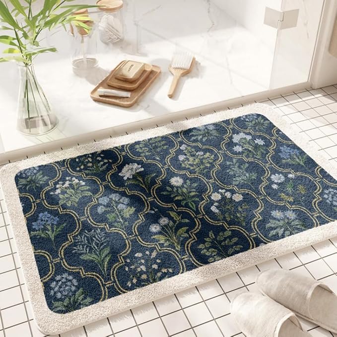 vctops Rectangle Bathroom Rugs, Spring Floral Print Absorbent Microfiber Bath Rugs, Non Slip Quick Dry Bath Mat Runner for Bathroom Floor, Tub and Shower, Home Decor Accessories (Rectangle B,24"x35")