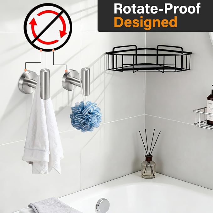Nolimas Bathroom Towel Hooks, SUS 304 Stainless Steel Coat Hook Round Clothes Towel Coat Robe Hook Cabinet Closet Door Sponges Holder for Bath Kitchen Garage Hotel,Wall Mounted, Brushed Nickel, 4Pack