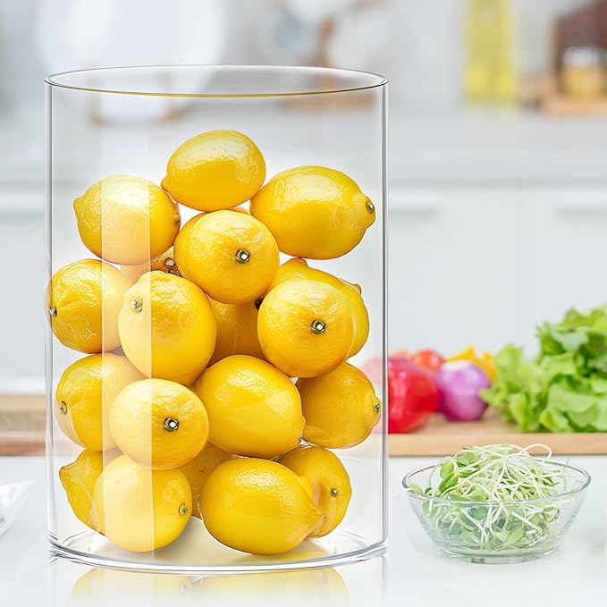 JYPS Acrylic Round Vase, Clear, Modern, 6x6x8 Inches, Perfect for Flowers, Weddings, and Home Decor