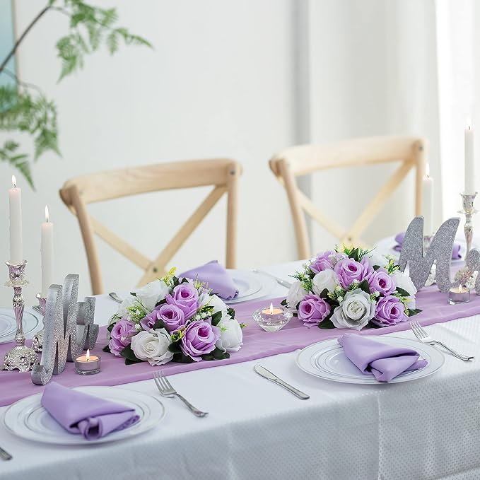 Flower Centerpieces for Wedding Tables: Wedding Table Decorations Lilac & White Flower Balls Centerpieces for Engagement Cerebration Party Center Pieces 6 Packs