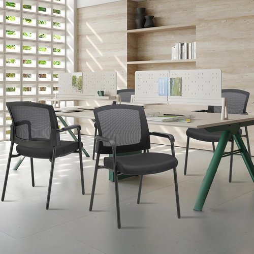 CLATINA Office Guest Chair - Ergonomic Mesh Back with Lumbar Support | Black, 4-Pack for Waiting Rooms