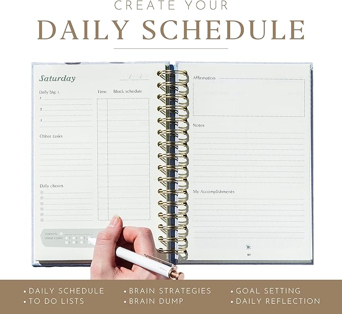 The ADHD Planner - Undated Daily Weekly Schedule Organizer Journal for Disorganized People - Habit Tracker Record Emotions & Mood - Academic Goals - Structure & Focus for Adults Brains (Spiral)