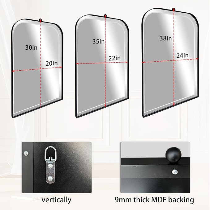 POZINO Beveled Bathroom Mirror, 22"x35" Vanity Mirror with Stainless Steel Frame, Modern Rectangle Wall Mirrors for Entryway Hallway Bedroom Fireplace Living Room