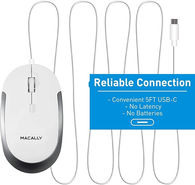 Macally USB C Mini Keyboard and a USB C Wired Mouse, Excellent Accessories for New MacBook Products