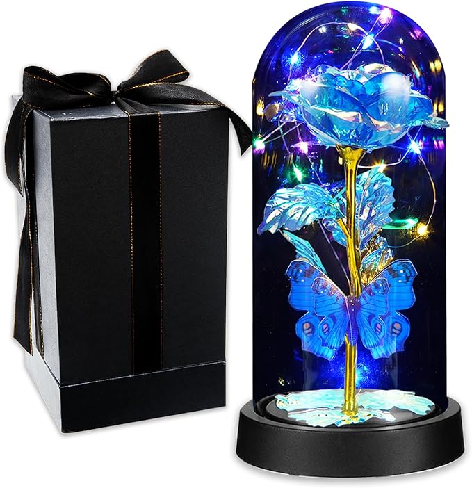 The Rose for Women, Glass Flowers in Glass Dome, Eternal Rose for Her, Womens Birthday Gift for Mom, Teacher Appreciation, Graduation, Christmas