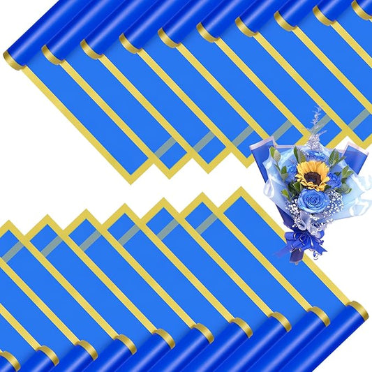 DEWJDFSC 20 Sheets Flower Wrapping Paper,Waterproof Floral Korean Bouquet Wrapping Paper, Florist Supplies, Suitable for Flowers Gift Packaging (Dark Blue)