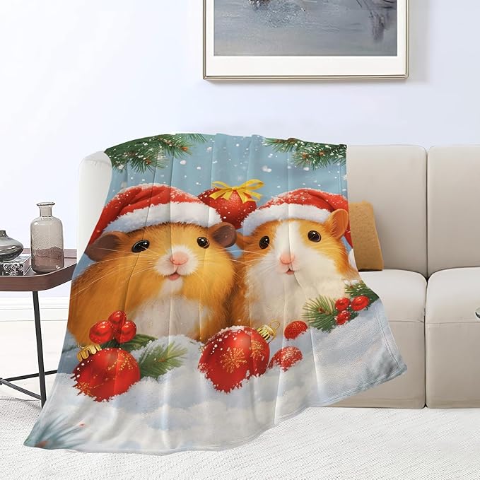 Guinea Pig Blanket Cute Christmas Guinea Pig Throw Blanket Soft Cozy Fleece Fuzzy Stuffed Plush Flannel Gifts for Girls Women Boys Kids Adults 50"X60"