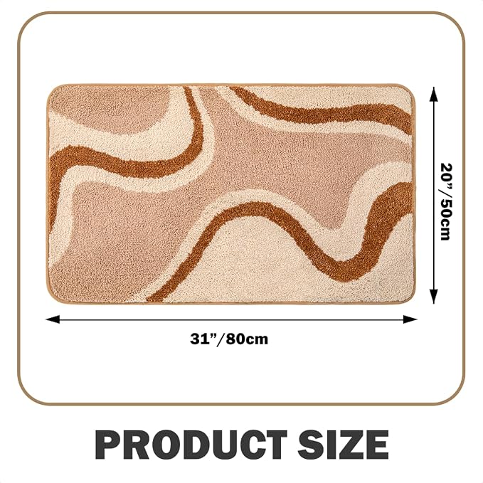 Striped Wavy Bath Mat - Super Absorbent, Soft and Thick, Rubber Backing Non-Slip, Machine Washable Shower Rug, Bath Mat, Bathroom Home Decor Accessories, 20"x31" (50x80cm)