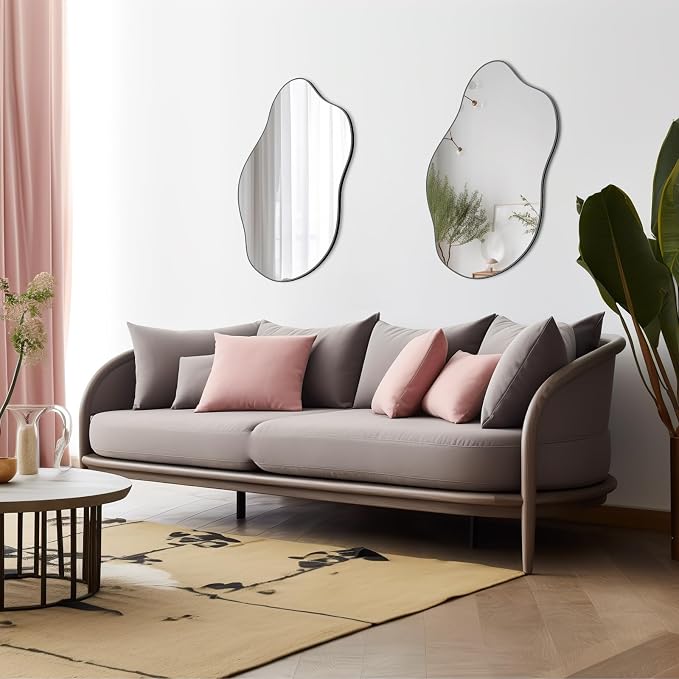 Asymmetrical Mirror for Wall,20"x33" Black Irregular Wall Mirror, Unique Vanity Mirror, Shaped Dressing Mirror for Living Room, Bathroom, Bedroom, Entryway Wall Decor