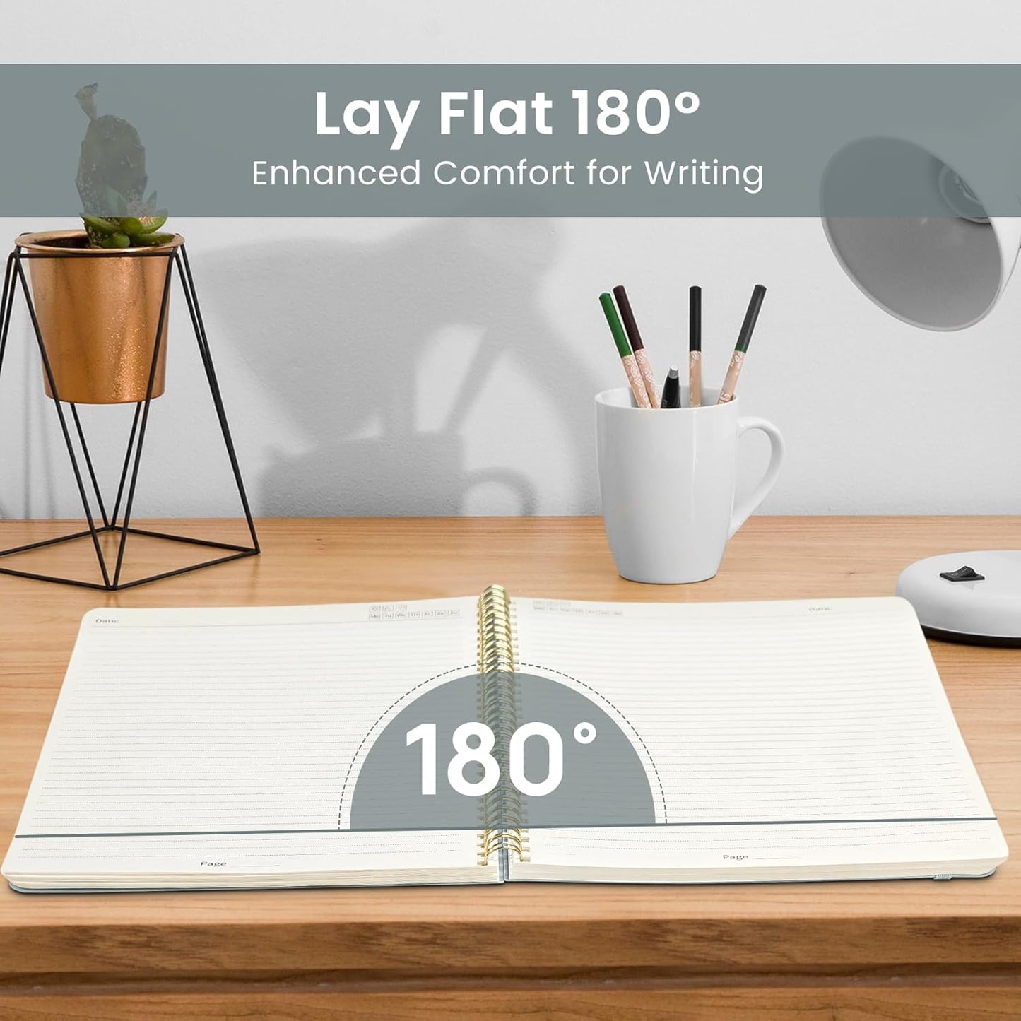 Taja Spiral Lined Notebook - Large 8.5"x11" College Ruled Journal for Work | Airy Blue Cover