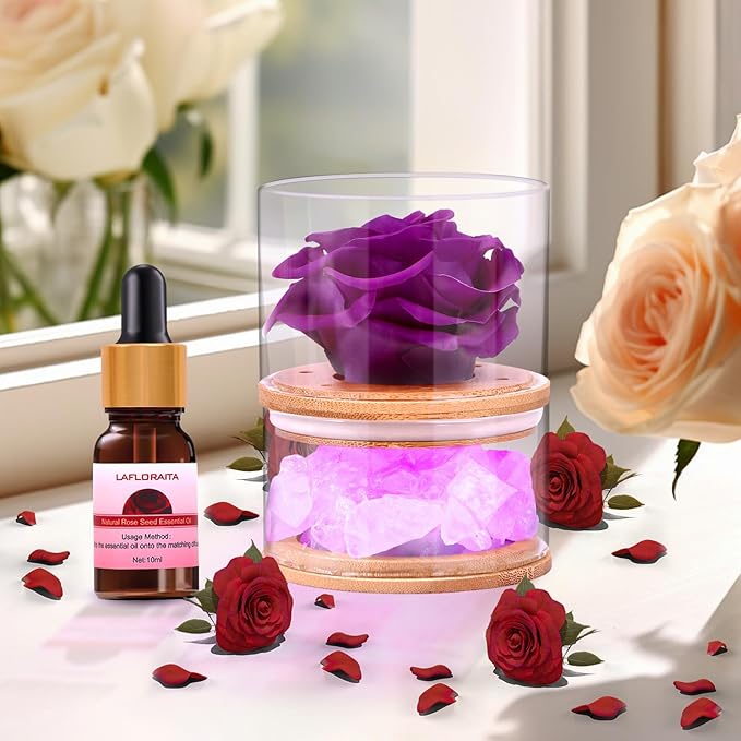 Birthday Gifts for Women,Christmas Women Gifts,Preserved Purple Rose with Lights, Preserved Flower Aromatherapy Rose Gifts for Women,Mom,Girlfriend,Wife Gifts for Christmas Valentines Day Birthday