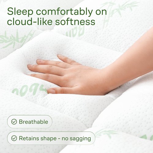 Niagara Ultra Soft Full Size Mattress Topper - Bamboo Viscose Pillow Top for Back Pain Relief | Naturally Cooling, Fits 6-18" Mattresses, 600GSM, Green