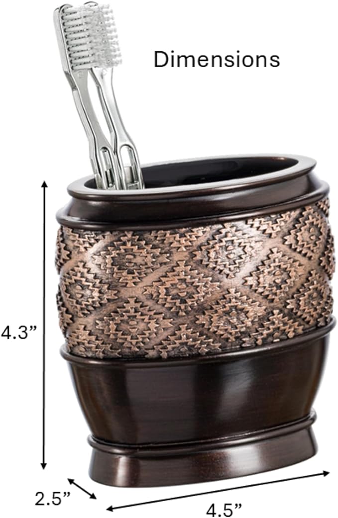 Creative Scents Dublin Brown Countertop Toothbrush Holders for Bathrooms - Decorative Tooth Brush Holder for Bathroom - Toothbrush Organizer for Regular or Electric Toothbrushes and Toothpaste