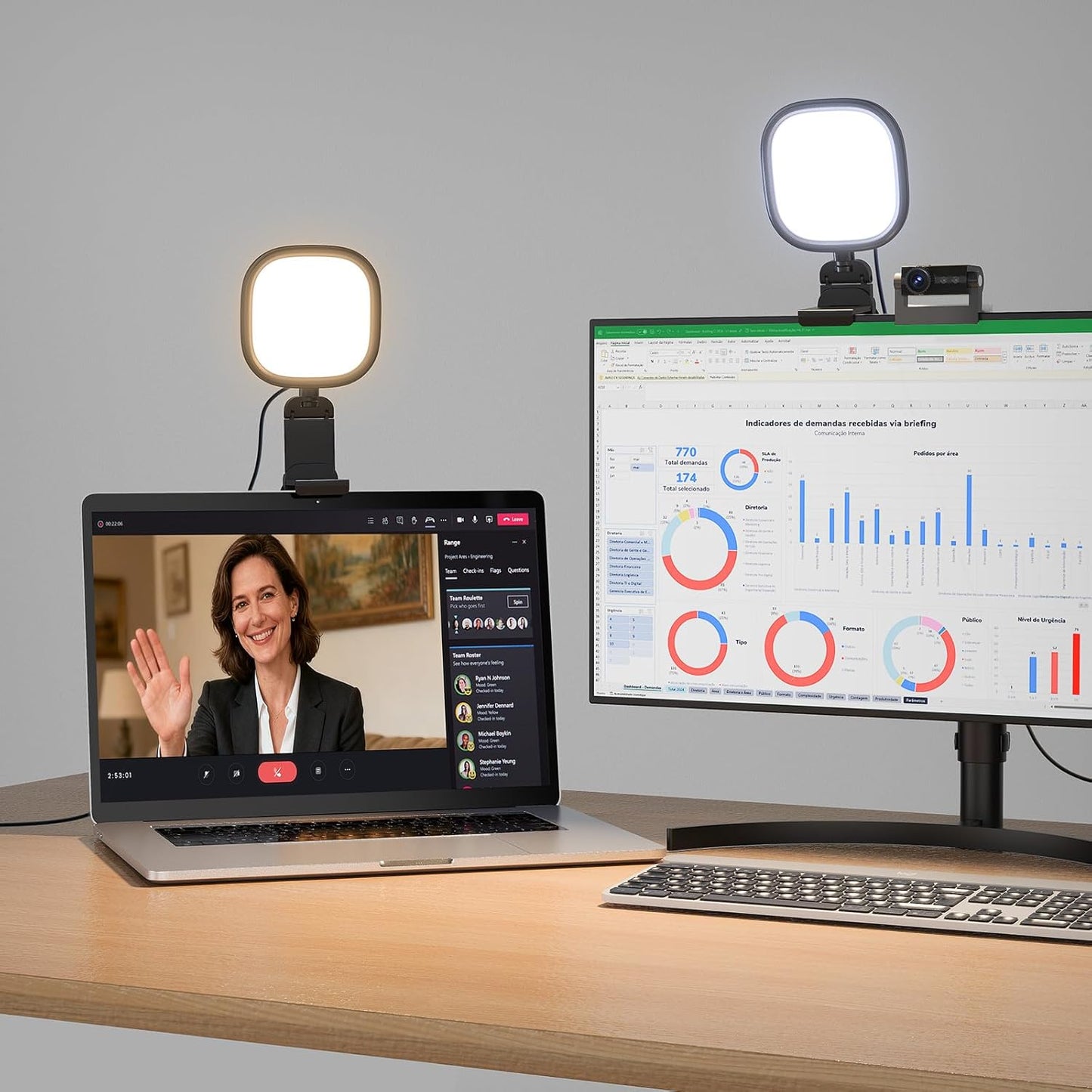 Upgraded Ring Light - Eye-Caring LED Computer Light with Adjustable Clip & 50 Modes for Zoom