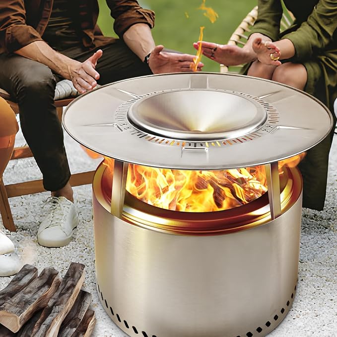 HGD Firepit Heat Deflector for Solo Stove Bonfire & 19.5-20.5" Fire Pits, Portable 304 Stainless Steel Heat Diffuser Captures & Redirects Warmth, Detachable Camping Essential