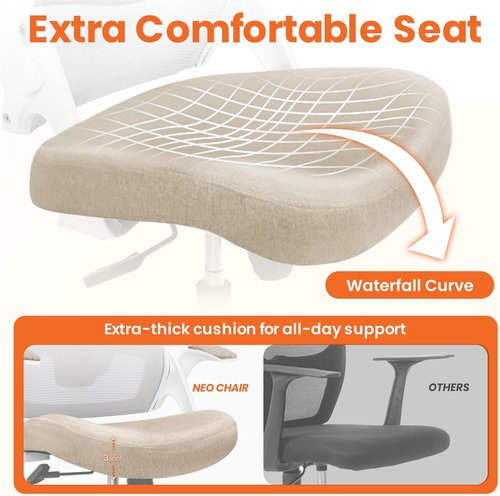 NEO CHAIR Ergonomic Gaming Chair - High Back Mesh Seat with Adjustable Armrests | Beige Color