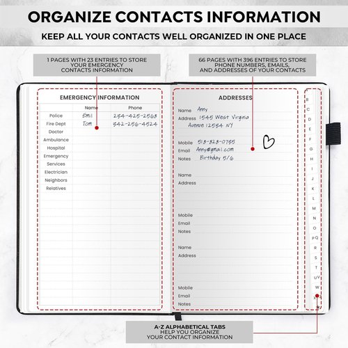 Regine Switzerland Address Book - Large Print Hardcover with Alphabetical Tabs | 5'' x 7.6'' (Black)