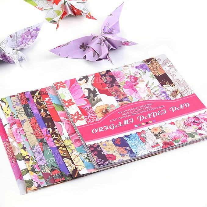Origami Paper Kit 100 Sheets 70GSM 6 Inch Square Double Sided Color 100 Vivid Solid Colors for Hand Crafts Origami Paper Arts Creativity.Rose Flower